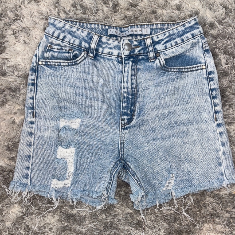 Tinseltown Light Blue Distressed Jean Shorts